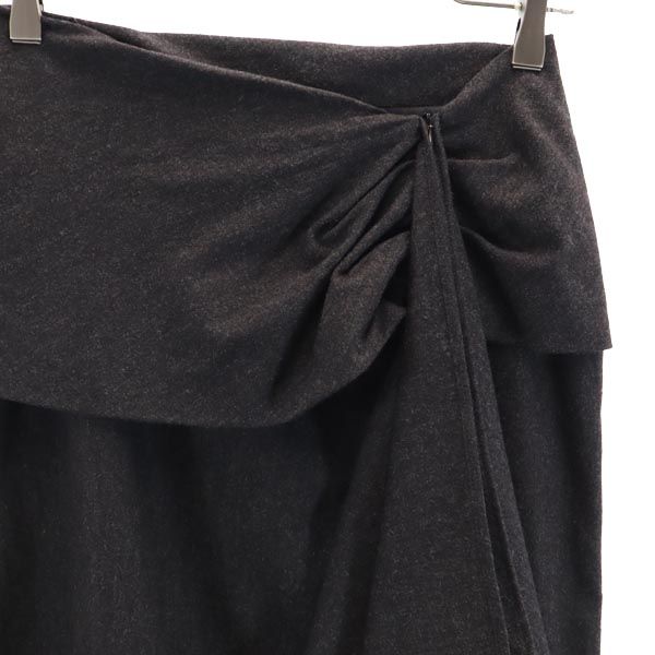 MAX MARA マックスマーラ イタリア製 ウールブレンド ミディ丈 デザイン スカート 38 ブラック系 レディース