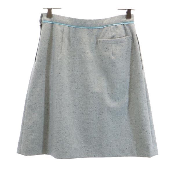 LANVIN ランバン 日本製 ウールブレンド ミニ丈 デザイン スカート 38 グレー系 サイドジップ レディース