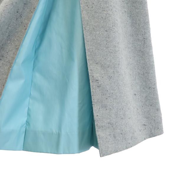 LANVIN ランバン 日本製 ウールブレンド ミニ丈 デザイン スカート 38 グレー系 サイドジップ レディース