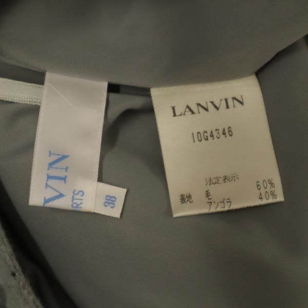 LANVIN ランバン 日本製 ウールブレンド ミニ丈 デザイン スカート 38 グレー系 サイドジップ レディース
