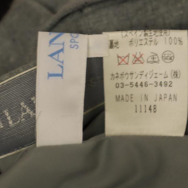 LANVIN ランバン 日本製 ウールブレンド ミニ丈 デザイン スカート 38 グレー系 サイドジップ レディース