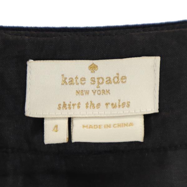 Kate Spade ケイトスペード ウールブレンド ミニ丈 プリーツスカート 4 ブラック系 サイドジップ レディース