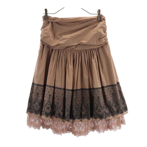 MAX&CO マックスアンドコー ミディ丈 デザイン ギャザースカート 40 ブラウン系 サイドジップ レディース