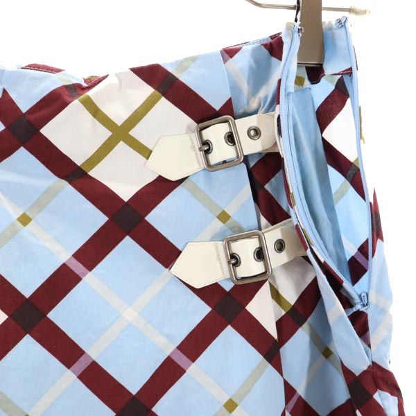 マークバイマークジェイコブス チェック柄 ミニ丈 ラップスカート 0 ブルー系 MARC BY MARC JACOBS レディース