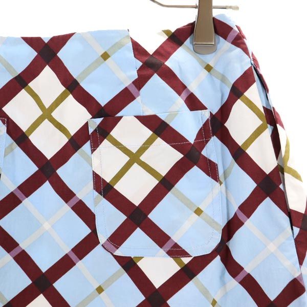 マークバイマークジェイコブス チェック柄 ミニ丈 ラップスカート 0 ブルー系 MARC BY MARC JACOBS レディース