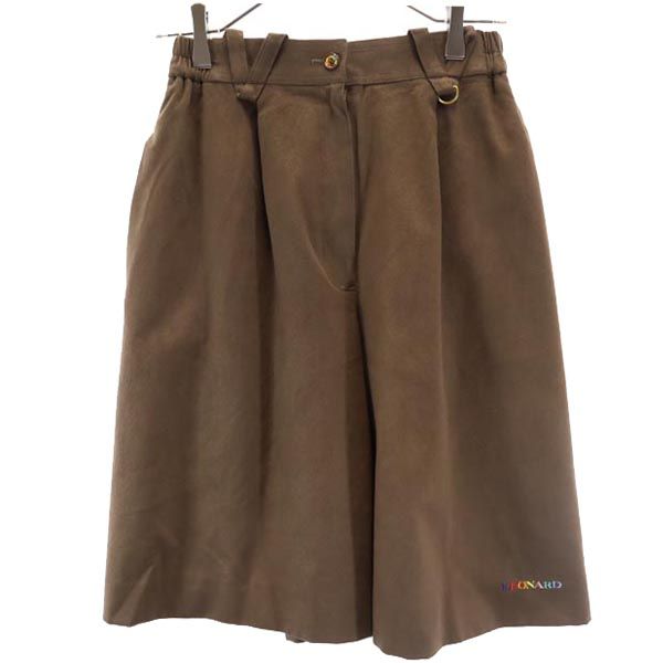LEONARD SPORT レオナール スポーツ フェイクスエード ショートパンツ 66-92 ブラウン ラムース レディース