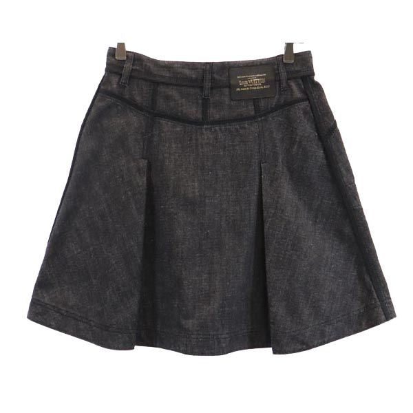 LOUIS VUITTON ルイヴィトン イタリア製 ミニ丈 デニムスカート 38 黒系 レディース