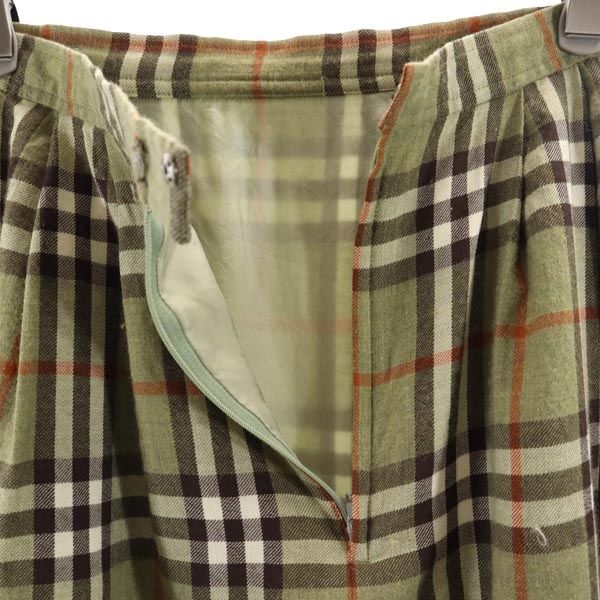 Burberrys バーバリーズ 90s オールド ウール100% ノバチェック柄 ミディ丈 スカート 緑系 レディース