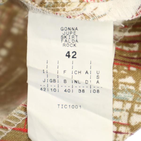 MAX&CO マックスアンドコー リネンブレンド 総柄 ミディ丈 スカート 42 ブラウン系 レディース