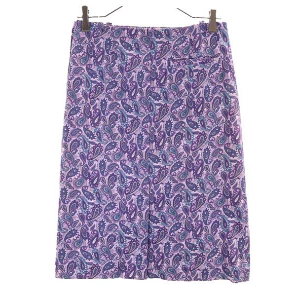 PEARLY GATES パーリーゲイツ ペイズリー柄 ミディ丈 スカート 0 パープル系 サイドジップ レディース