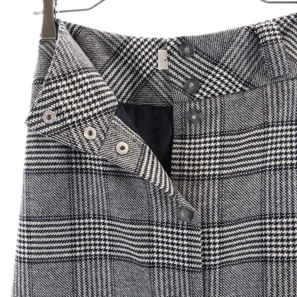 ANDREA INCONTRI アンドレアインコントリ イタリア製 ウールブレンド グレンチェック ミディ丈 スカート 38 グレー フロントボタン レディース