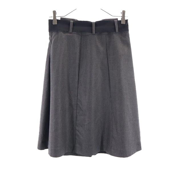 Emporio Armani エンポリオアルマーニ 総柄 ミニ丈 ウエストリボン スカート USA6 グレー系 サイドジップ レディース