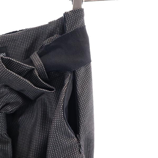 Emporio Armani エンポリオアルマーニ 総柄 ミニ丈 ウエストリボン スカート USA6 グレー系 サイドジップ レディース