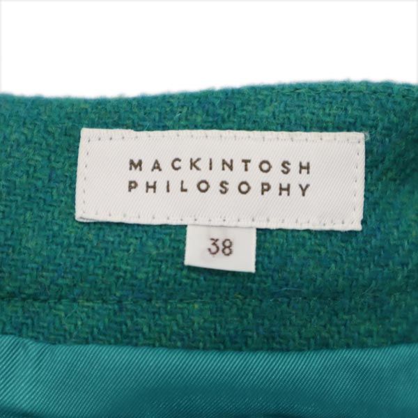 未使用 MACKINTOSH PHILOSOPHY マッキントッシュフィロソフィー ウール100% ミニ丈 スカート 38 グリーン 三陽商会 レディース