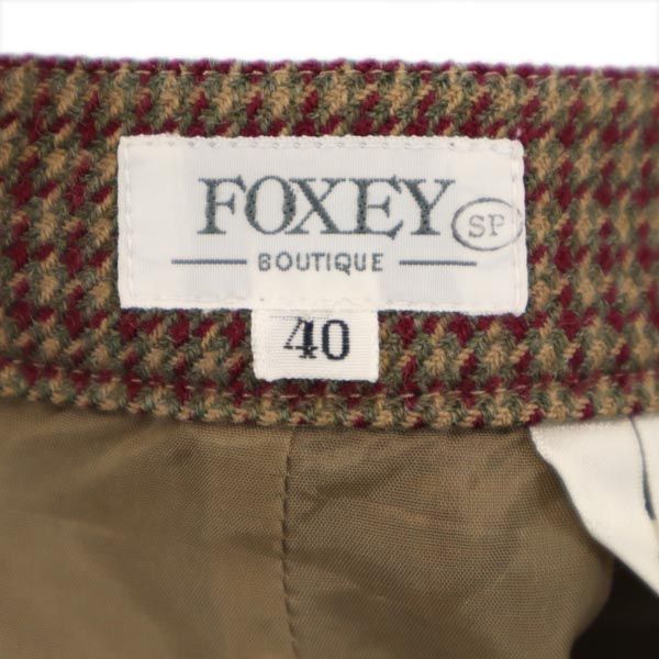 FOXEY フォクシー ウール100% チェック ミニスカート 40 バックジップ レディース