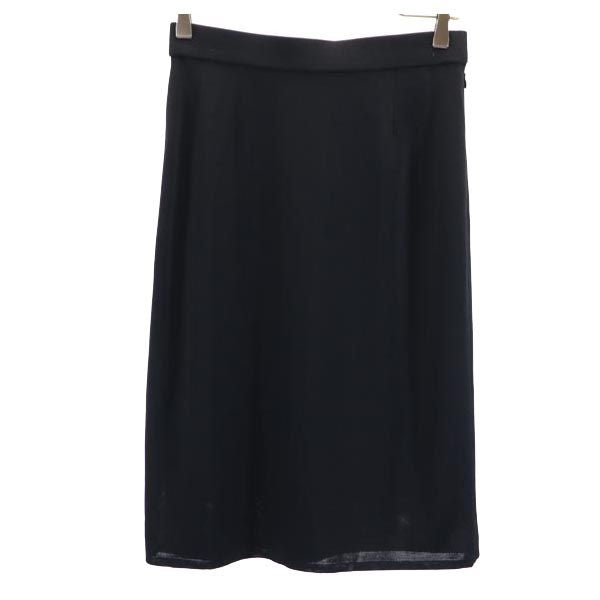 YVES SAINT LAURENT イヴサンローラン 日本製 ミディ丈 スカート 11号 ブラック サイドジップ レディース