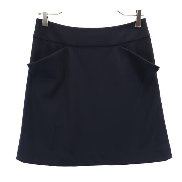 FOXEY NEW YORK フォクシー ニューヨーク 日本製 ミニ丈 スカート 40 ネイビー サイドジップ レディース
