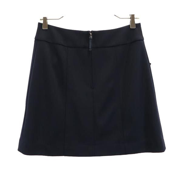 FOXEY NEW YORK フォクシー ニューヨーク 日本製 ミニ丈 スカート 40 ネイビー サイドジップ レディース