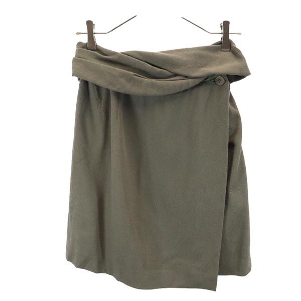 Emporio Armani エンポリオアルマーニ 日本製 ミニ丈 ラップスカート 40 カーキ系 レディース