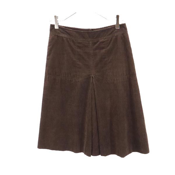 Chloe クロエ フランス製 ミディ丈 コーデュロイ スカート T34 ブラウン レディース