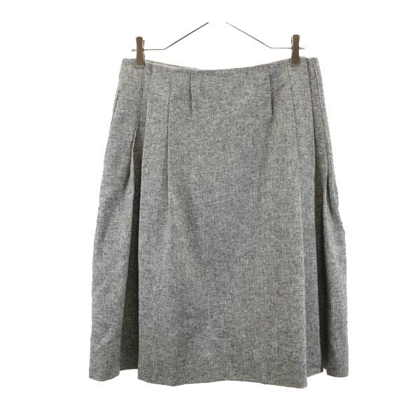 MARNI マルニ イタリア製 ウールブレンド ミディ丈 タック スカート 40 グレー系 バックジップ レディース