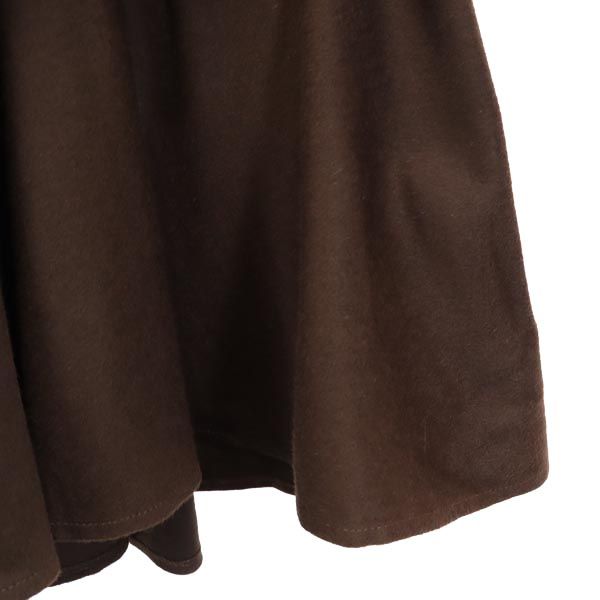 LANVIN ランバン ウール100% ミディ丈 フレアスカート 40 ブラウン バックジップ レディース