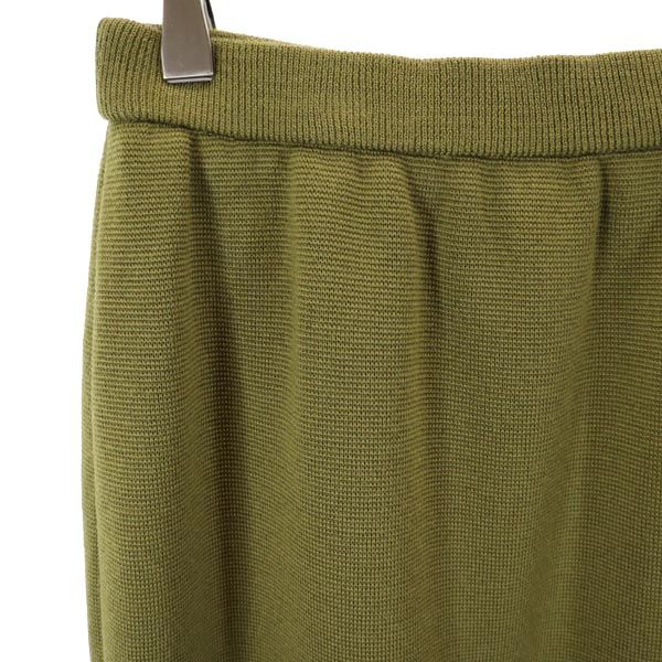 YVES SAINT LAURENT イヴサンローラン ウール100% ミニ丈 スカート 9号 カーキ系 ウエストゴム仕様 レディース