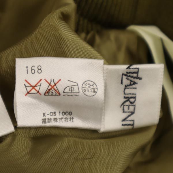 YVES SAINT LAURENT イヴサンローラン ウール100% ミニ丈 スカート 9号 カーキ系 ウエストゴム仕様 レディース