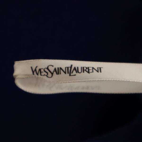 YVES SAINT LAURENT イヴサンローラン 日本製 ウール100% ミディ丈 スカート 11号 ブルー ウエストゴム仕様 レディース