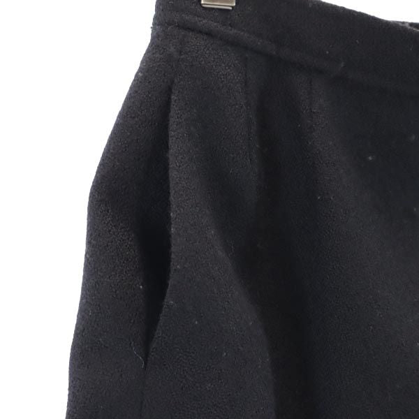 YVES SAINT LAURENT イヴサンローラン ウール100% ミディ丈 タック スカート S ブラック系 レディース