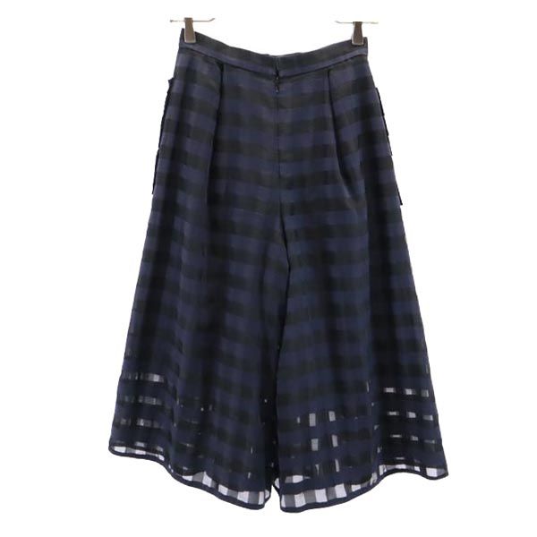 LANVIN en Bleu ランバンオンブルー チェック柄 ガウチョパンツ 36 ネイビー系 バックジップ レディース