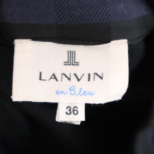 LANVIN en Bleu ランバンオンブルー チェック柄 ガウチョパンツ 36 ネイビー系 バックジップ レディース