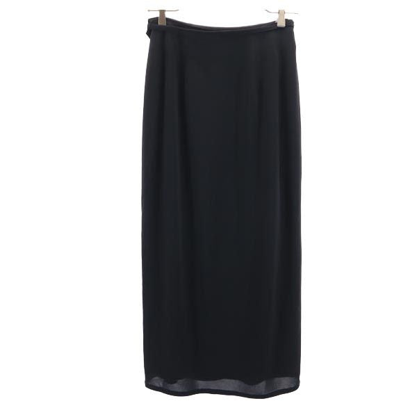 BALENCIAGA バレンシアガ 日本製 ロング丈 ラップスカート 38 ブラック系 ウエストリボン レディース