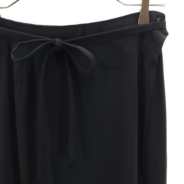 BALENCIAGA バレンシアガ 日本製 ロング丈 ラップスカート 38 ブラック系 ウエストリボン レディース