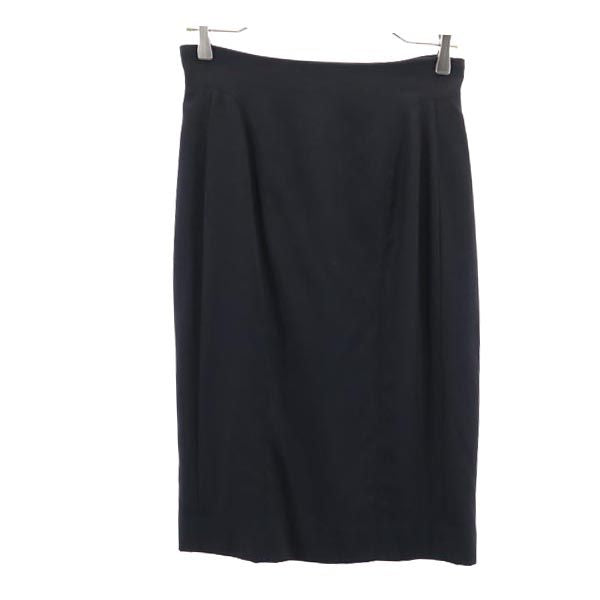 Christian Dior クリスチャンディオール ウールブレンド ミディ丈 スカート L ブラック系 バックジップ レディース