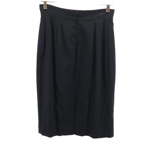 Christian Dior クリスチャンディオール ウールブレンド ミディ丈 スカート L ブラック系 バックジップ レディース