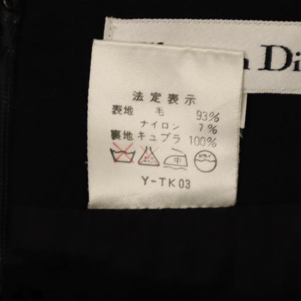 Christian Dior クリスチャンディオール ウールブレンド ミディ丈 スカート L ブラック系 バックジップ レディース