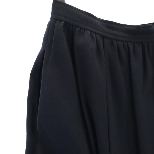Chloe クロエ 日本製 ウール100% ミディ丈 ギャザースカート 40 ブラック系 バックジップ レディース