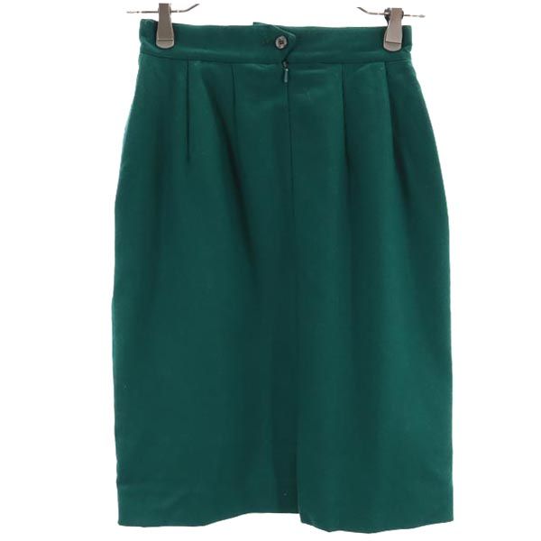 ダックス ウール100% ミディ丈 タイトスカート 8 グリーン DAKS バックジップ レディース