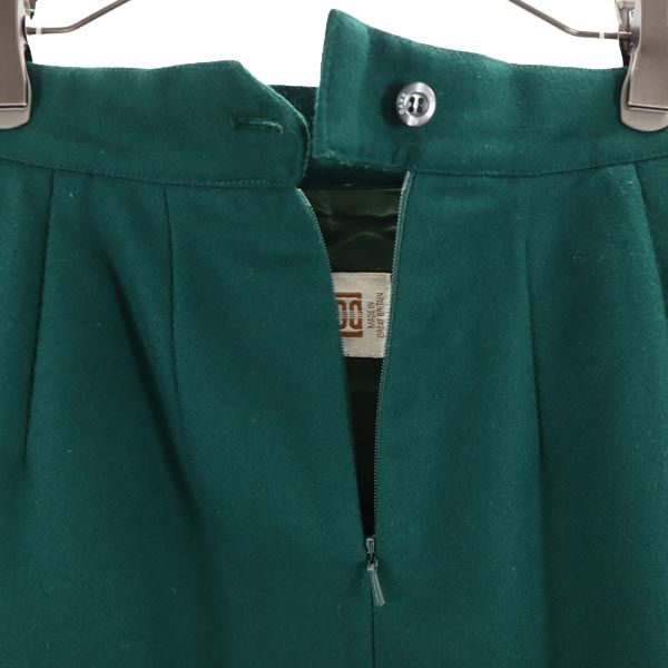 ダックス ウール100% ミディ丈 タイトスカート 8 グリーン DAKS バックジップ レディース