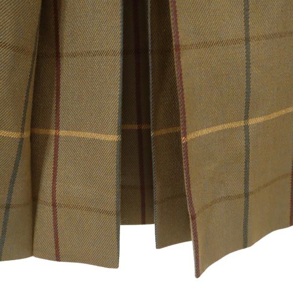 Burberrys バーバリーズ 90s オールド 英国製 ウール100% チェック ミディ丈 プリーツスカート ブラウン系 レディース