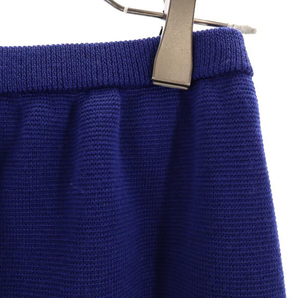 YVES SAINT LAURENT イヴサンローラン 日本製 ウール100% ミディ丈 スカート 11号 ブルー ウエストゴム仕様 レディース