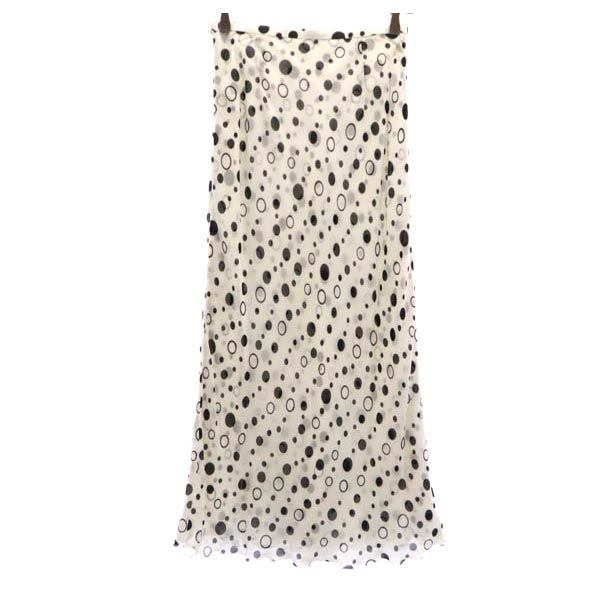 LANVIN ランバン 日本製 総柄 ロング丈 スカート 38 ホワイト系 サイドジップ レディース