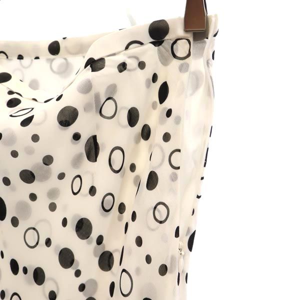 LANVIN ランバン 日本製 総柄 ロング丈 スカート 38 ホワイト系 サイドジップ レディース