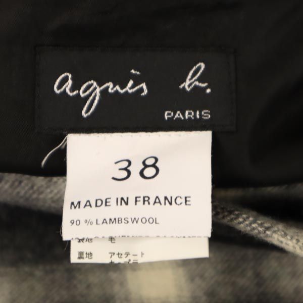 アニエスベー ウール100% オンブレチェック ミニ丈 スカート 38 ブラック系 agnes b. レディース