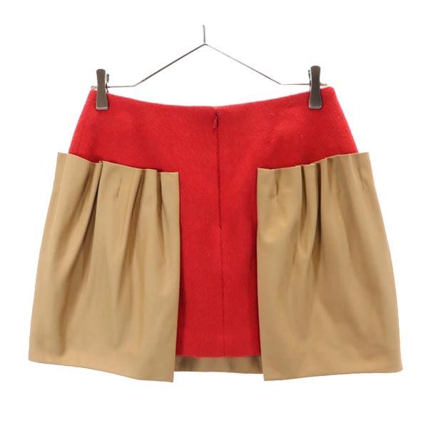 スーアンダーカバー 日本製 ウールブレンド ミニスカート 2 レッド系 SueUNDERCOVER バックジップ レディース