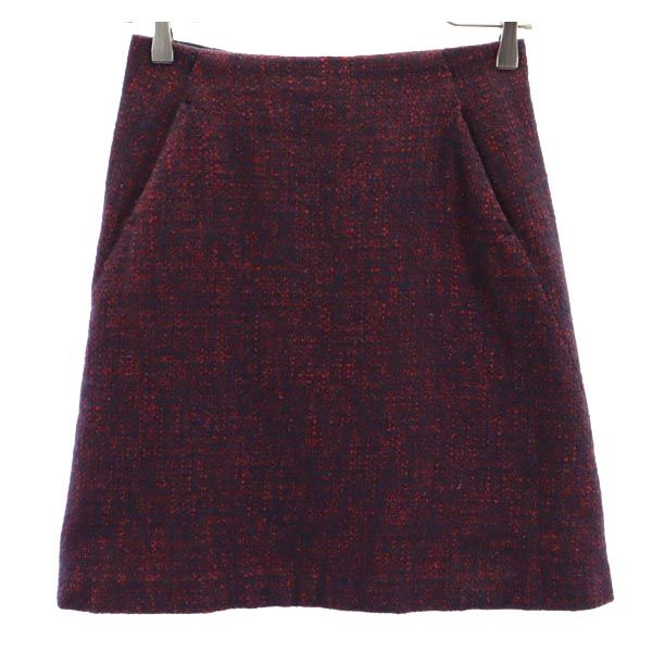 MACKINTOSH PHILOSOPHY マッキントッシュフィロソフィー 三陽商会 ミニ丈 ツイード タイトスカート 36 レッド系 レディース