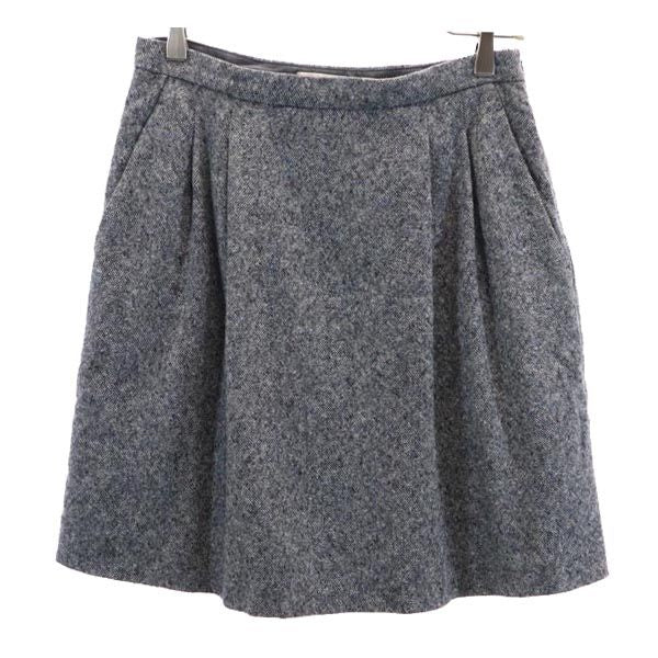 MAX MARA マックスマーラ イタリア製 ウールブレンド ミニ丈 タック スカート 38 グレー系 サイドジップ レディース