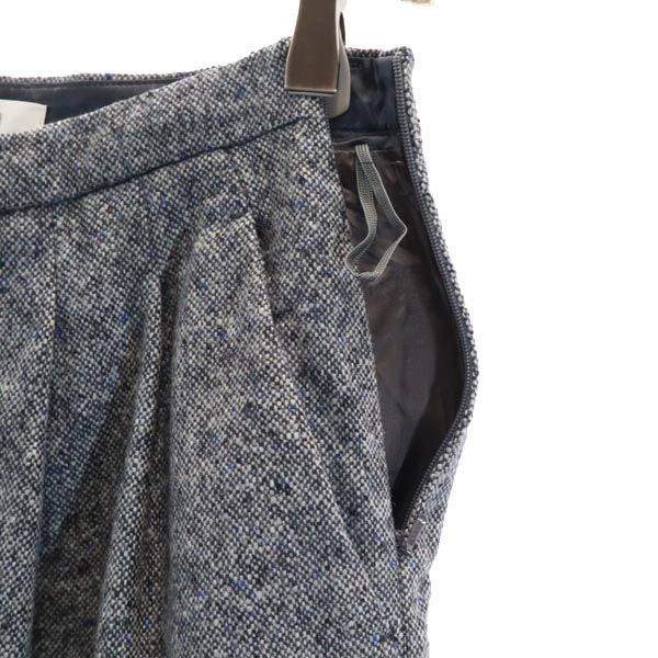 MAX MARA マックスマーラ イタリア製 ウールブレンド ミニ丈 タック スカート 38 グレー系 サイドジップ レディース