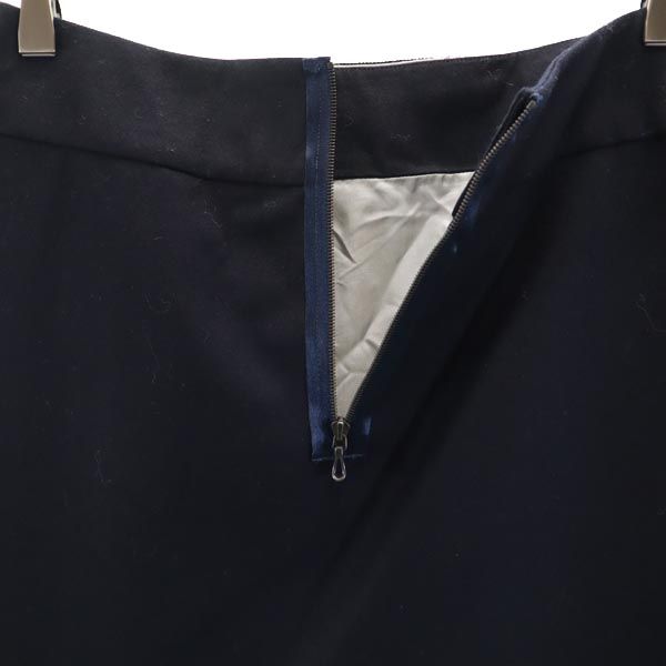 ランバンオンブルー 日本製 ウールブレンド ミニ丈 タイトスカート 38 ネイビー系 LANVIN en Bleu バックジップ レディース